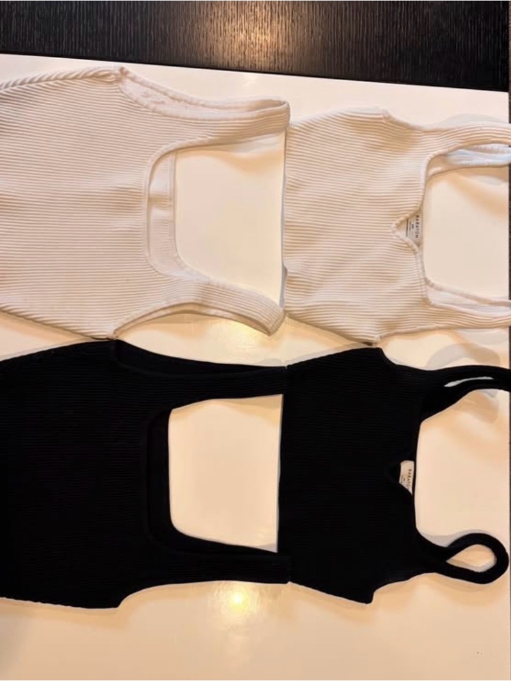 Aritzia Babaton Ribbed Square Neck Tank Tops - Black & White